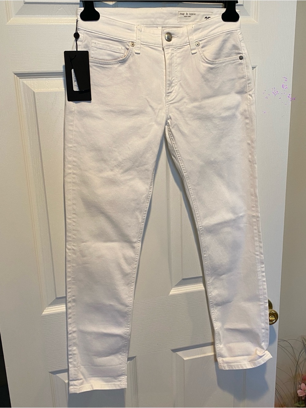 NWT rag & bone Dre Low Rise Slim Boyfriend Jeans Optic White Size 25 $198